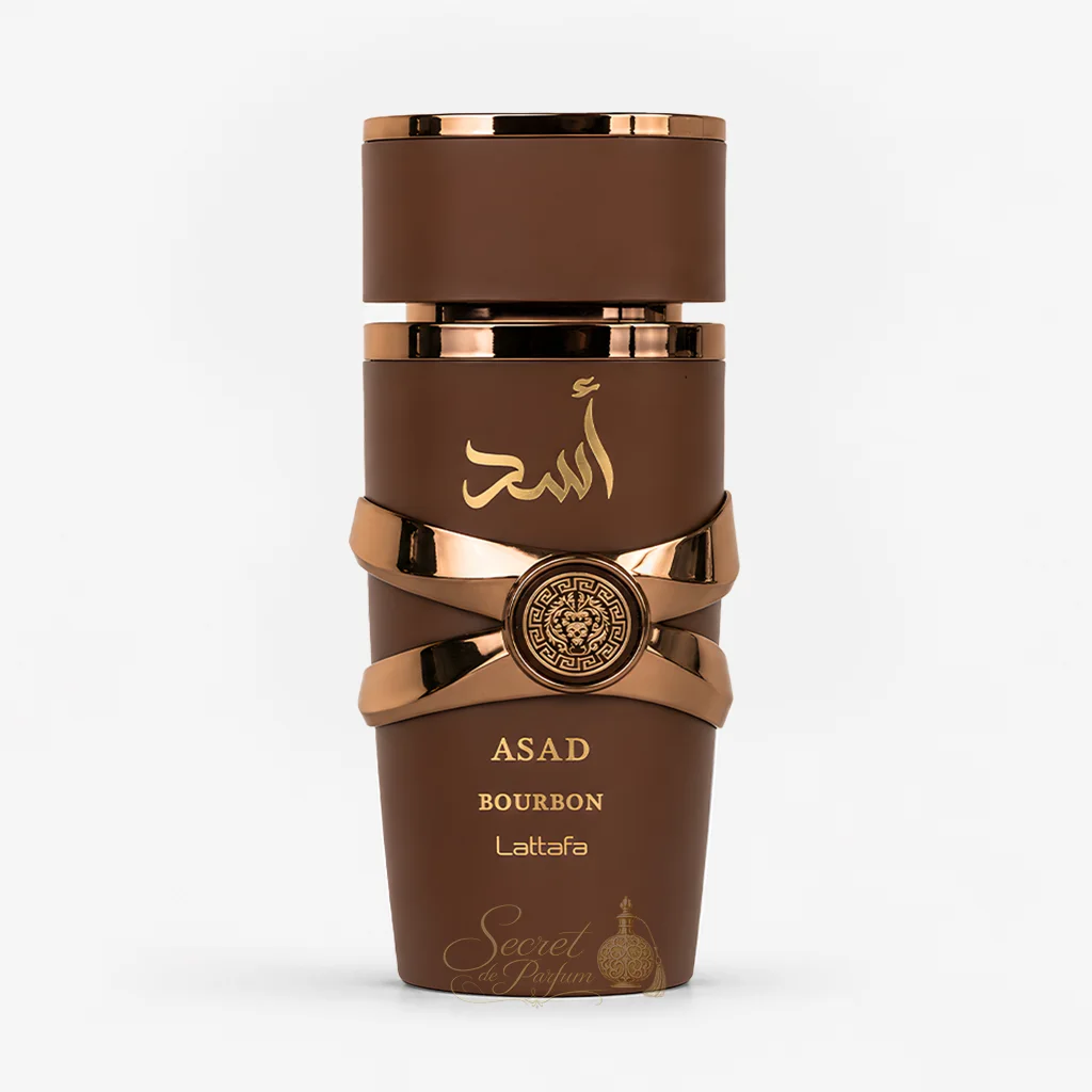 Asad Bourbon – Eau de Parfum Oriental Épicé & Vanillé Mixte – Lattafa 1 Flacon officiel Asad Bourbon Lattafa 100 ml sur fond clair, parfum homme oriental boisé aux accords de poivre rose, lavande, cacao, vanille bourbon et ambre.