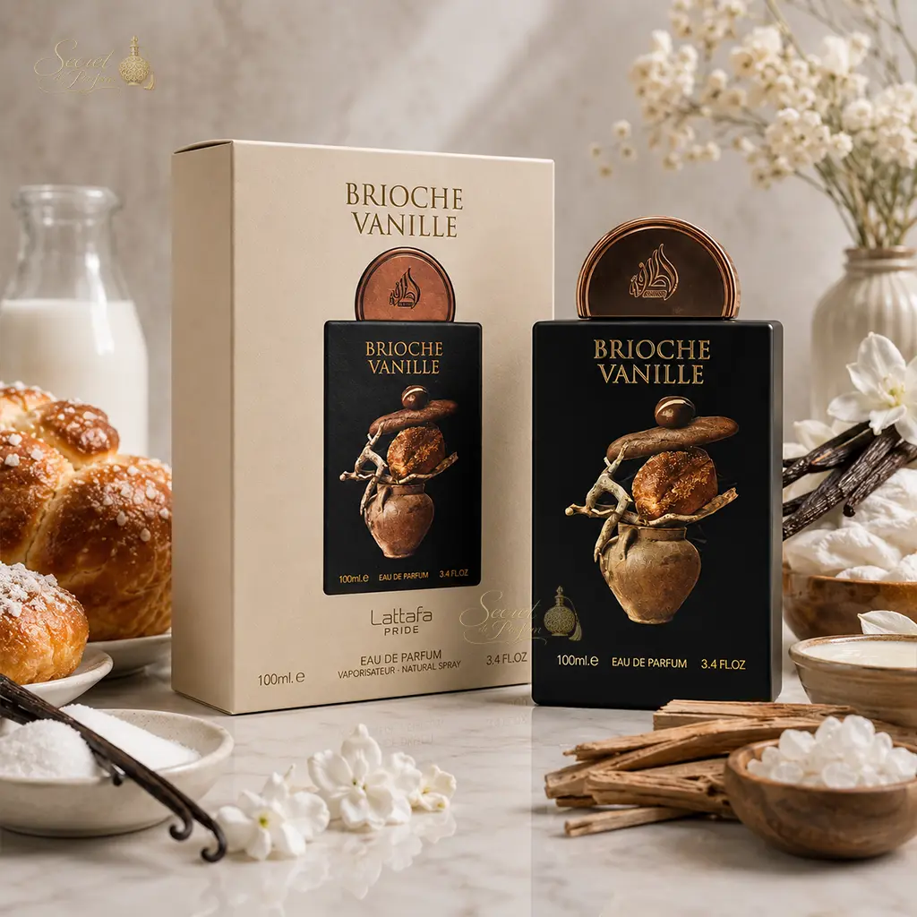 Brioche Vanille Lattafa Pride – Eau de Parfum Gourmande Vanillée 100 ml 3 Brioche Vanille Lattafa Pride avec boîte parfum gourmand vanillé et lacté