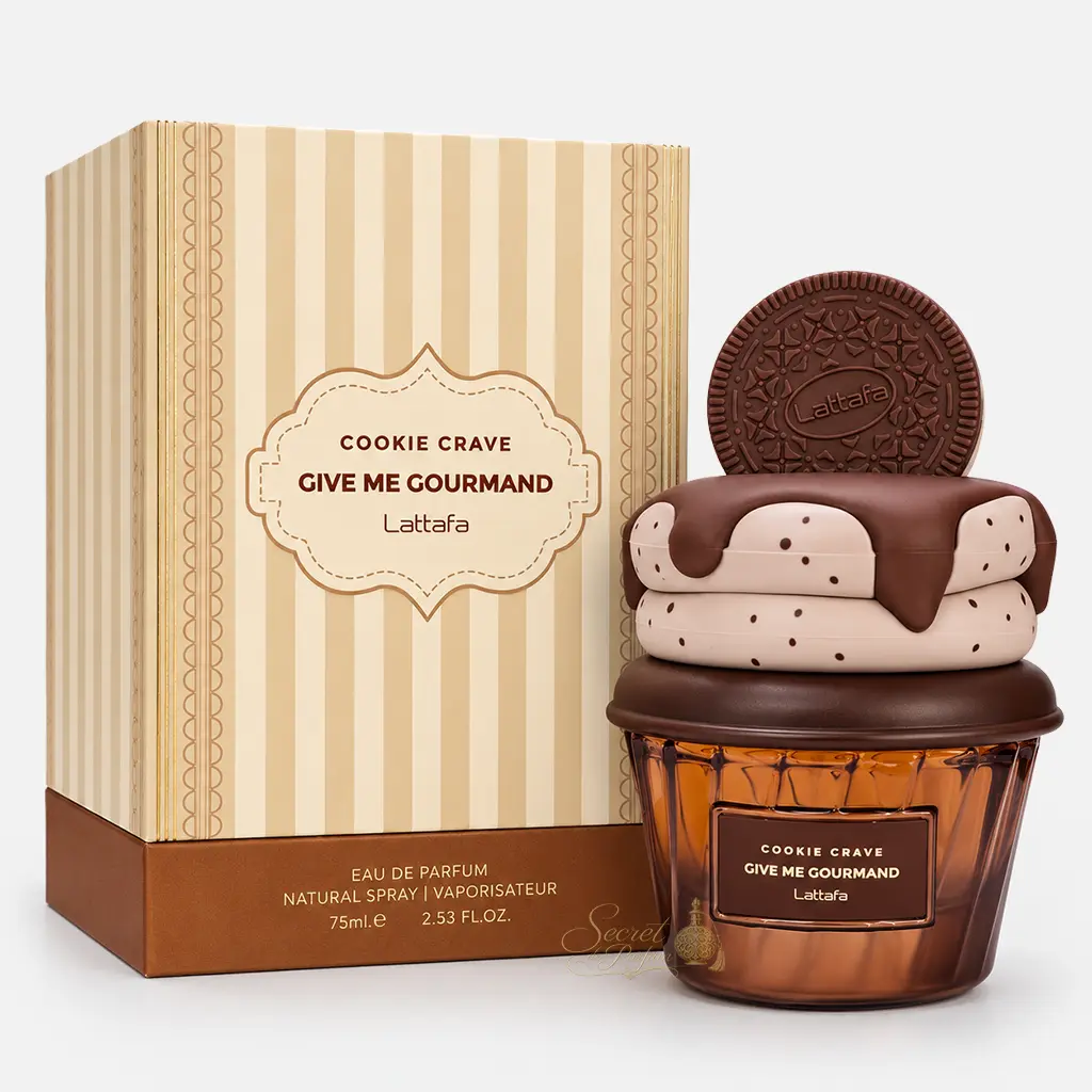 Cookie Crave – Give Me Gourmand Lattafa | Parfum Gourmand Vanillé & Chocolaté 5 Flacon Cookie Crave Lattafa parfum gourmand au biscuit et vanille