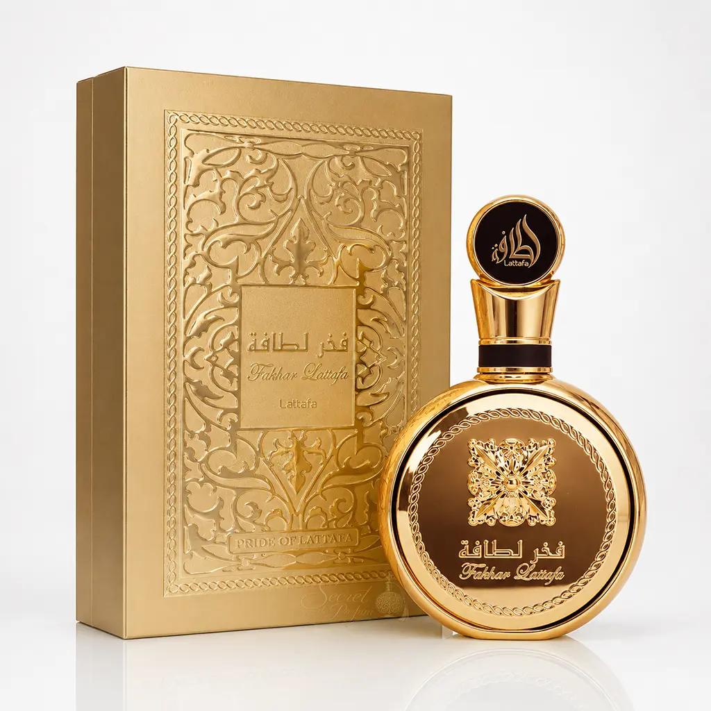 Fakhar Extrait – Parfum Homme Oriental Ambré & Boisé 6 Fakhar Extrait Lattafa parfum homme avec flacon doré et coffret