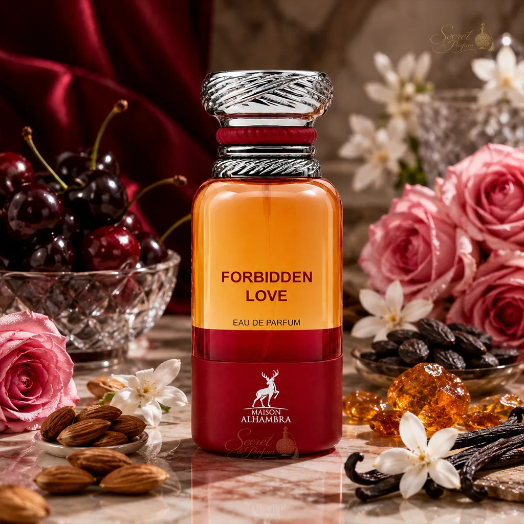 Forbidden Love Maison Alhambra – Eau de Parfum Mixte Gourmande 4 Forbidden Love Maison Alhambra avec cerises, roses, amandes, vanille et ambre