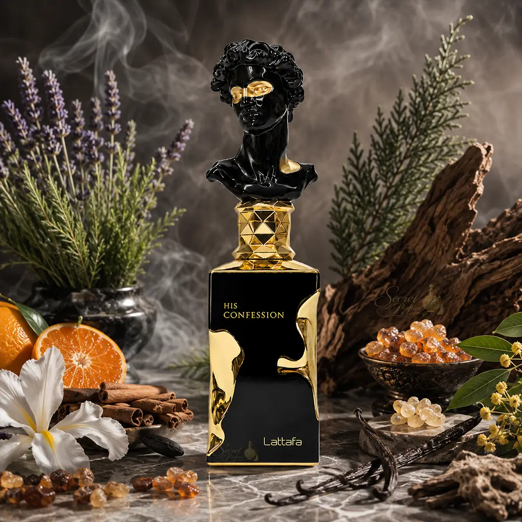 His Confession Lattafa – Eau de Parfum Homme Oriental Boisé Ambré 100 ml 4 His Confession Lattafa Eau de Parfum homme 100 ml avec boîte