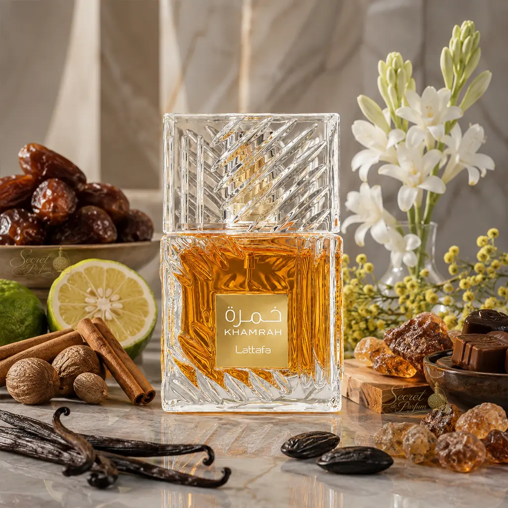 Khamrah Lattafa – Eau de Parfum Mixte 100 ml 4 Flacon Khamrah Lattafa Eau de Parfum mixte oriental gourmand 100 ml