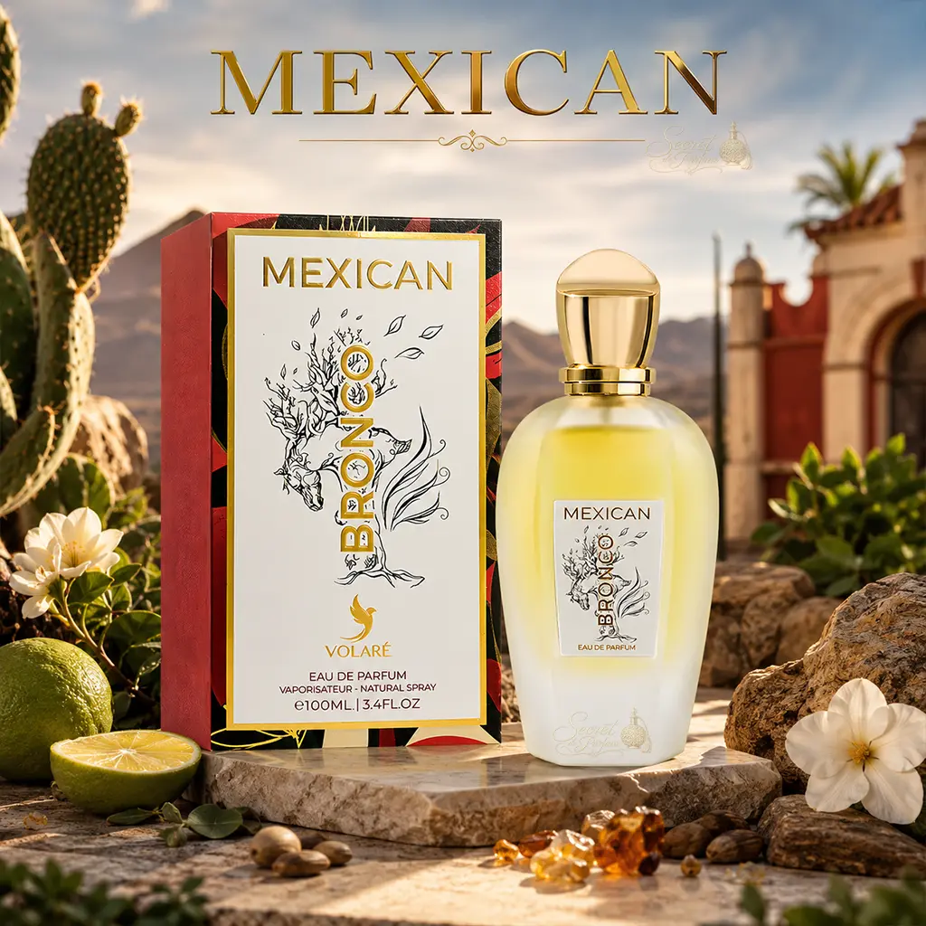 Mexican Bronco Volaré – Eau de Parfum Homme Boisé Épicé Ambré 3 Mexican Bronco Volaré Eau de Parfum 100 ml flacon et boîte