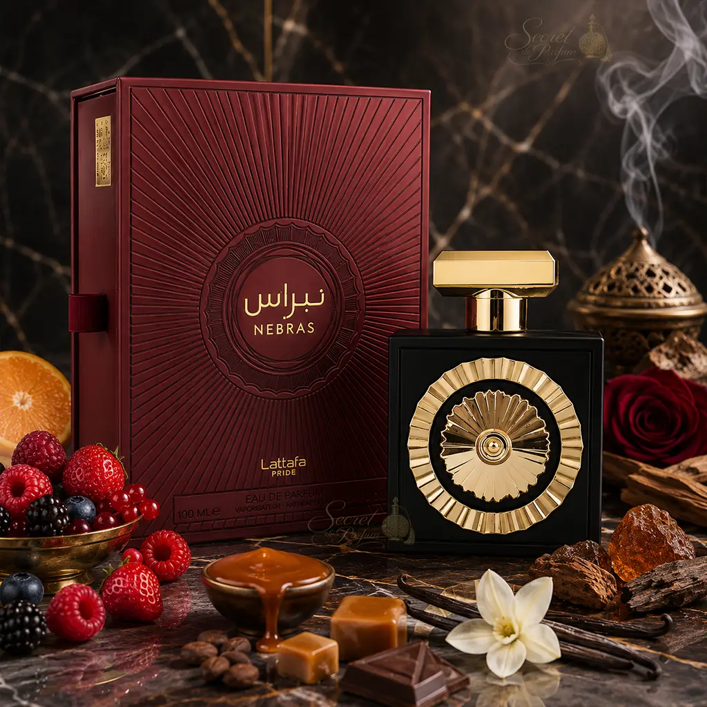 Nebras Lattafa Pride – Eau de Parfum Mixte 100 ml 3 Nebras Lattafa Pride 100 ml avec coffret fruits rouges caramel chocolat et vanille