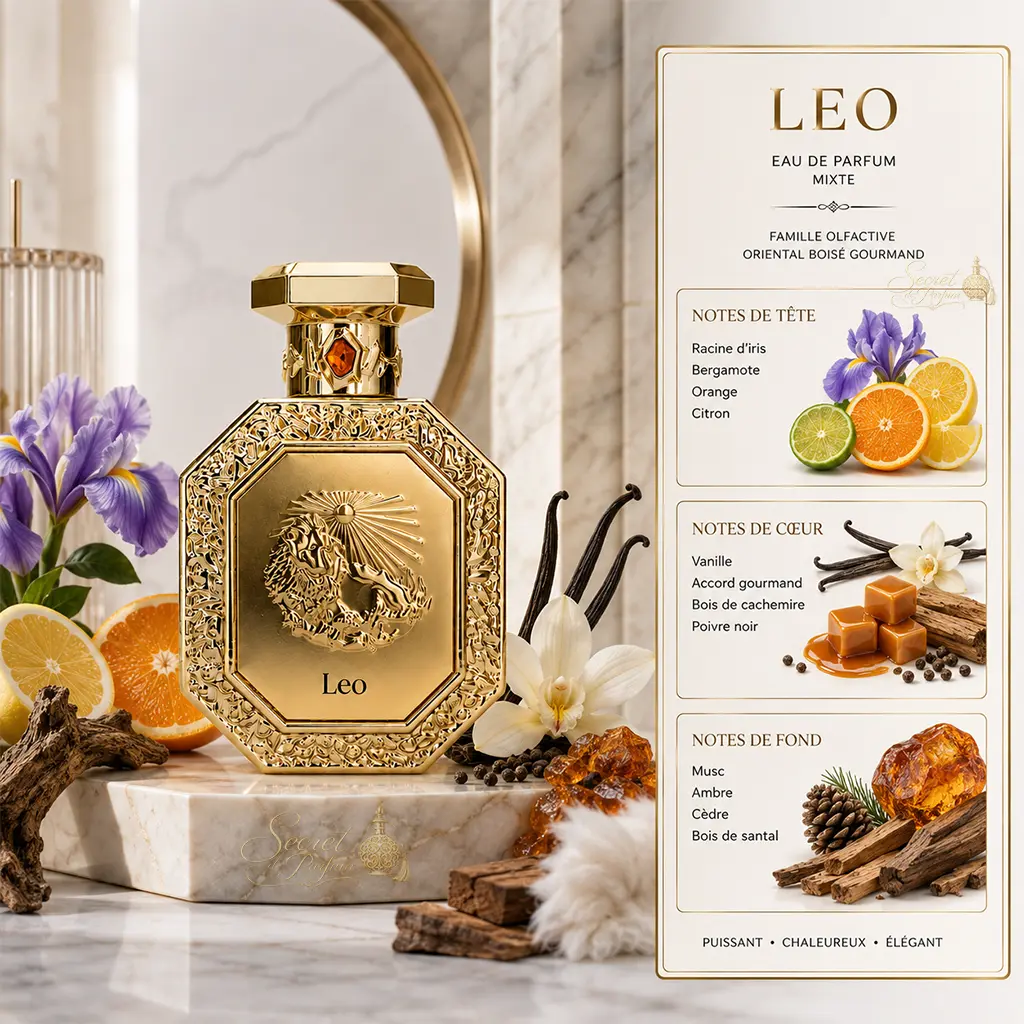Leo French Avenue Genesis – Eau de Parfum Mixte 2 Notes Leo French Avenue iris agrumes vanille bois de cachemire ambre et santal