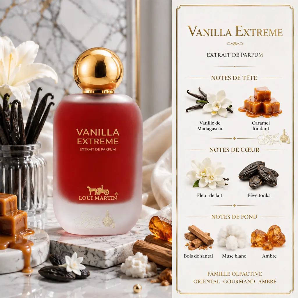 Vanilla Extreme Loui Martin – Extrait de Parfum Vanillé Gourmand 100 ml 2 Notes Vanilla Extreme Loui Martin vanille de Madagascar caramel tonka santal musc et ambre