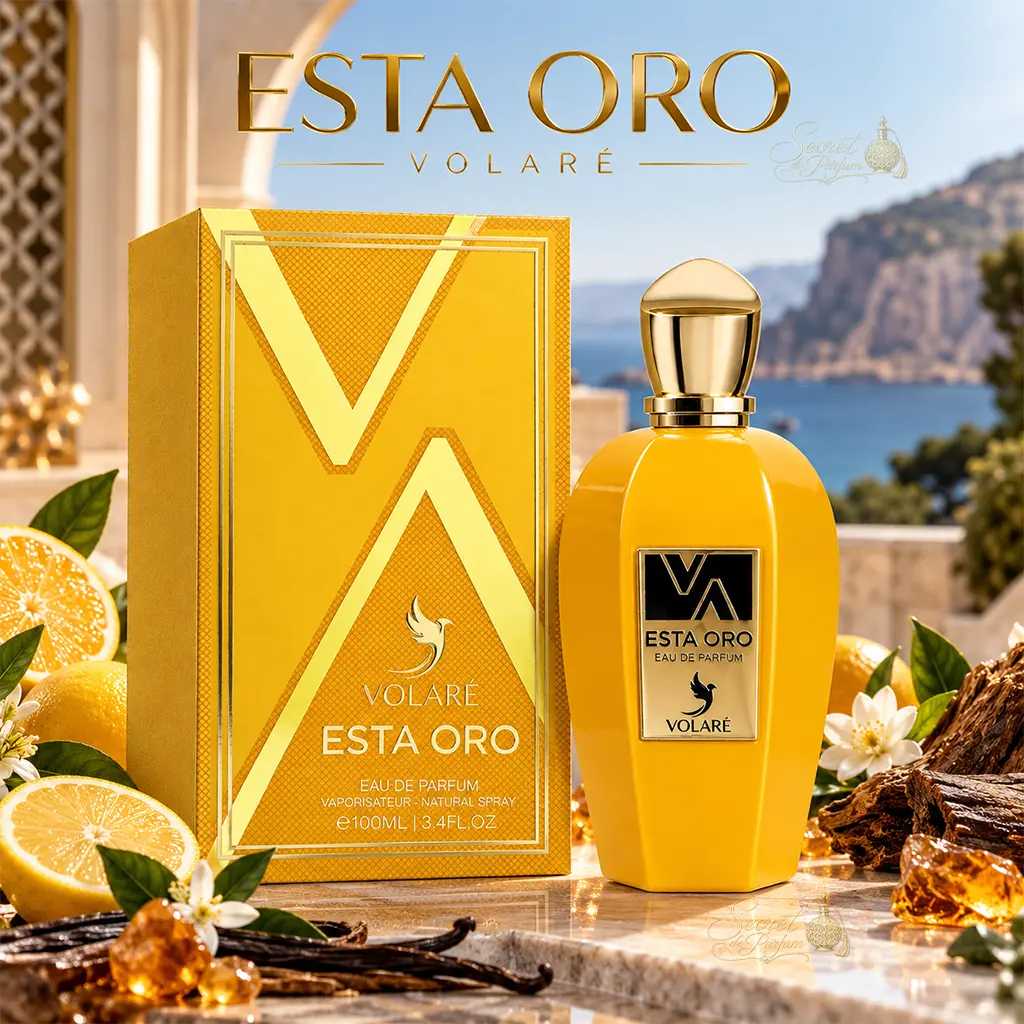 Esta Oro Volaré – Eau de Parfum Mixte 100 ml 3 Esta Oro Volaré parfum mixte fruité épicé aux agrumes vanille et notes boisées