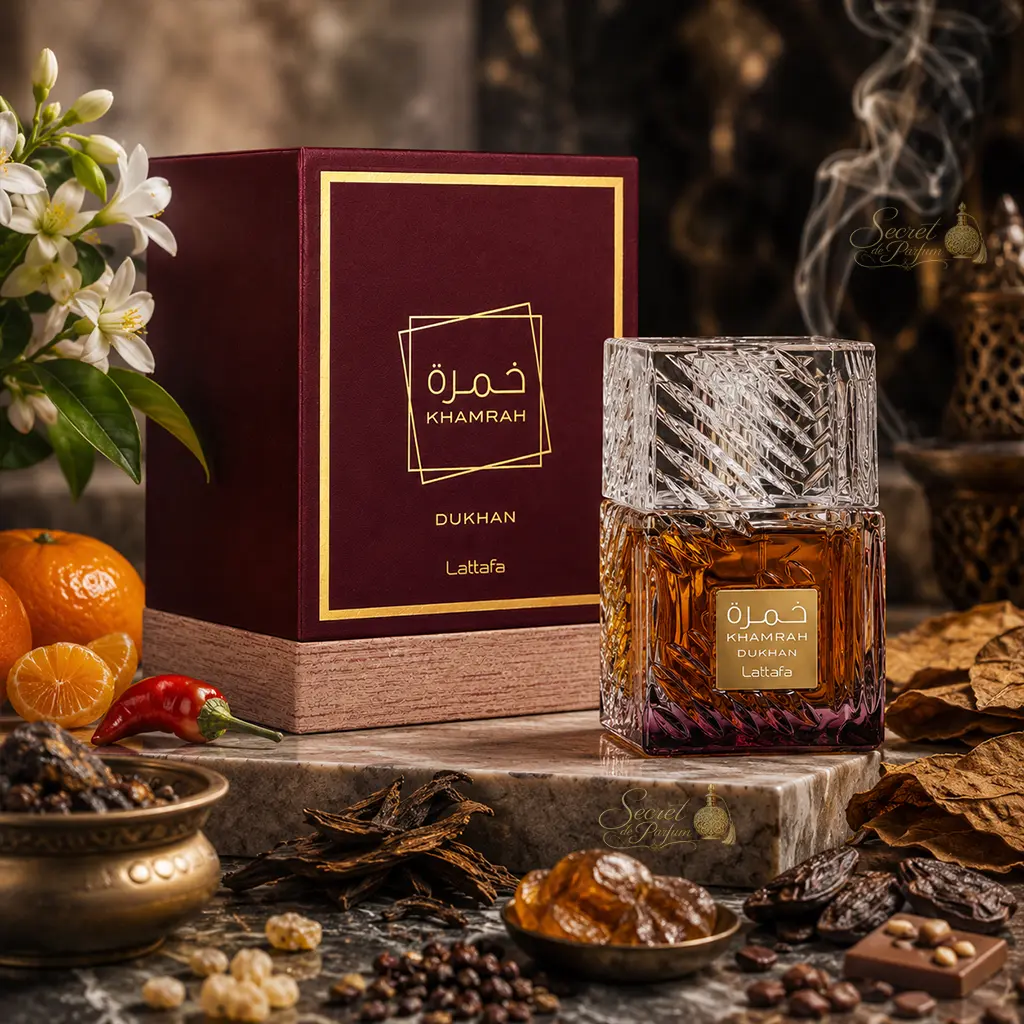 Khamrah Dukhan Lattafa – Extrait de Parfum Mixte 100 ml 3 Khamrah Dukhan Lattafa parfum mixte oriental ambré épicé et gourmand