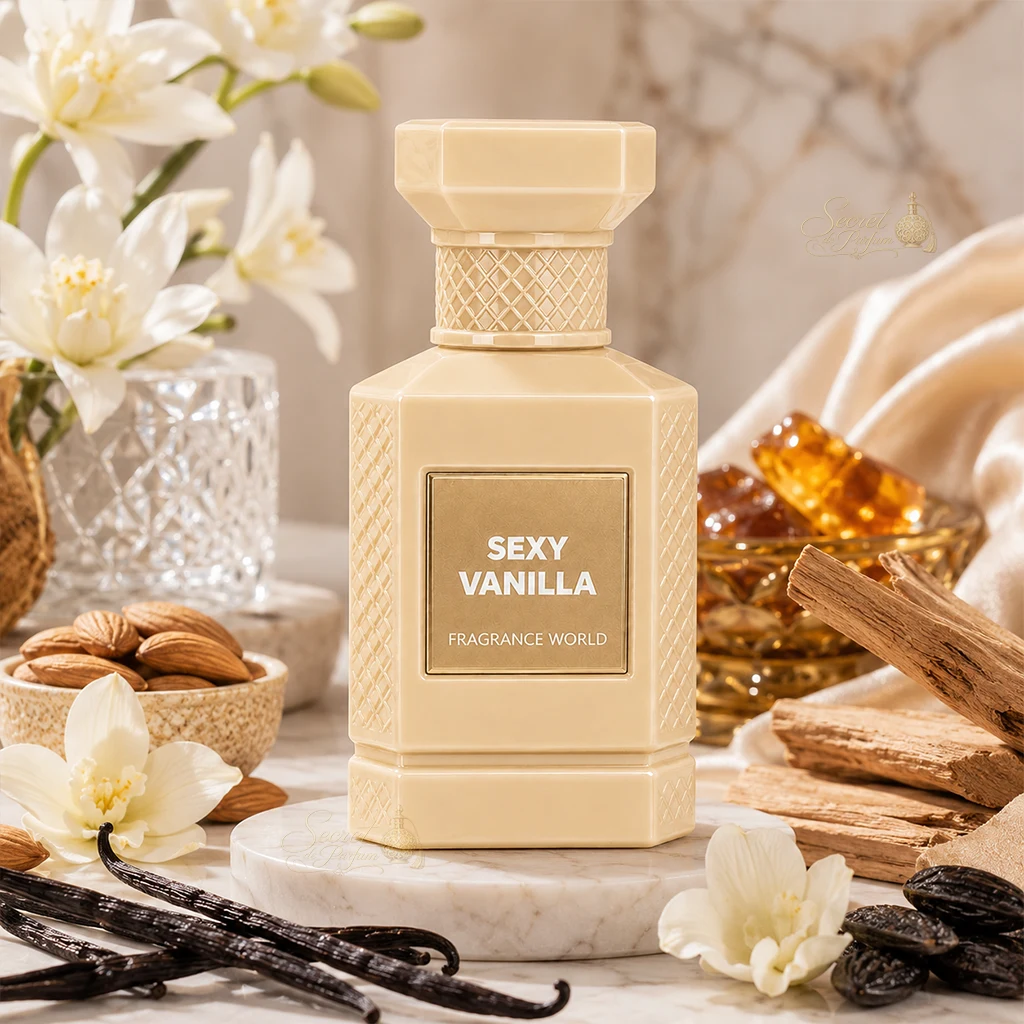 Sexy Vanilla Fragrance World – Eau de Parfum Mixte Vanillée 80 ml 4 Sexy Vanilla Fragrance World avec vanille, amande, santal et fève tonka