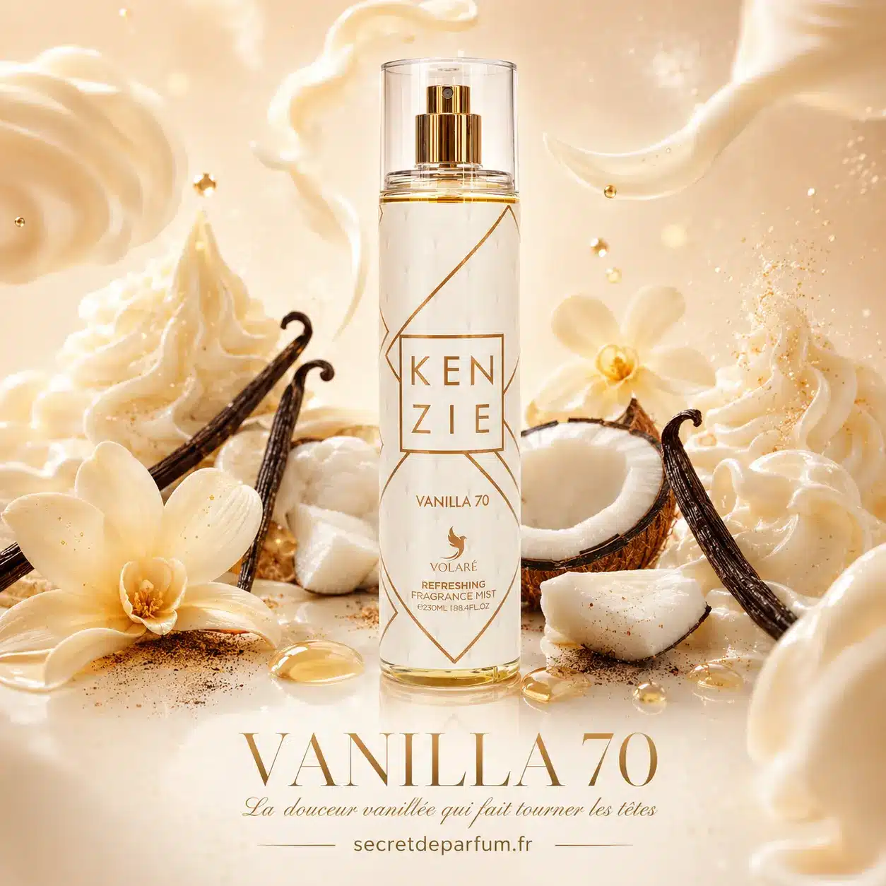 Brume Vanilla 70 Kenzie 250ml – Brume Parfumée Gourmande Corps & Cheveux 2 Brume corps et cheveux Vanilla 70 Kenzie