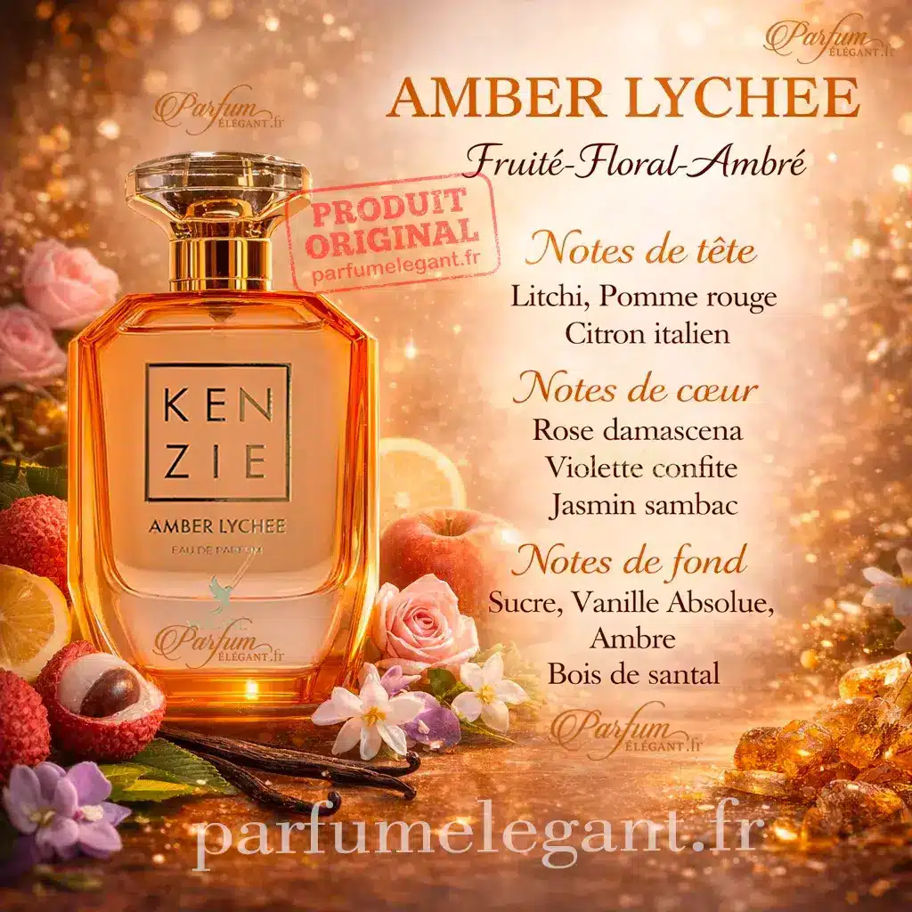 Kenzie Amber Lychee – Parfum Fruité Floral Ambré Élégant 2 Kenzie Amber Lychee – Parfum Fruité Floral Ambré Élégant – Image 2