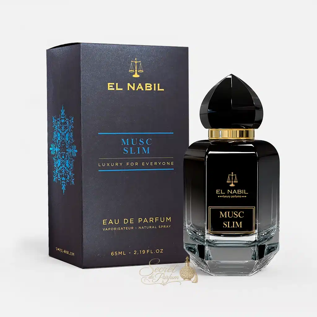 Musc Slim – Eau de Parfum Mixte 65 ml | El Nabil 5 Flacon et coffret du parfum Musc Slim El Nabil Eau de Parfum 65 ml.