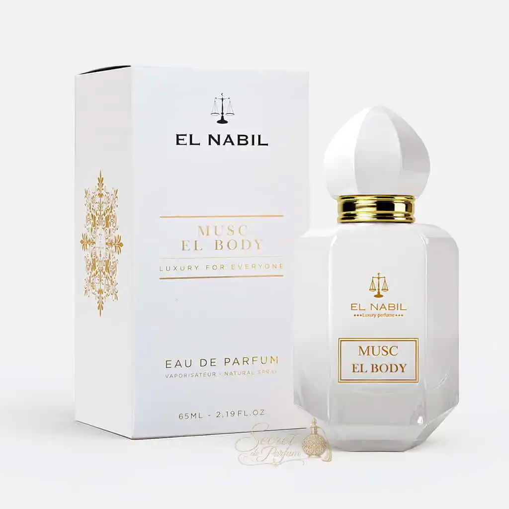 Musc El Body – Eau de Parfum Mixte 65 ml | El Nabil 5 Flacon et coffret du parfum Musc El Body d'El Nabil Eau de Parfum 65 ml.
