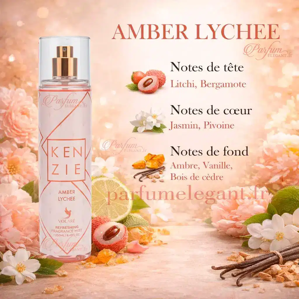 Amber Lychee – Brume Parfumée Fruitée Ambrée 250ml 2 Amber Lychee – Brume Parfumée Fruitée Ambrée 250ml – Image 2