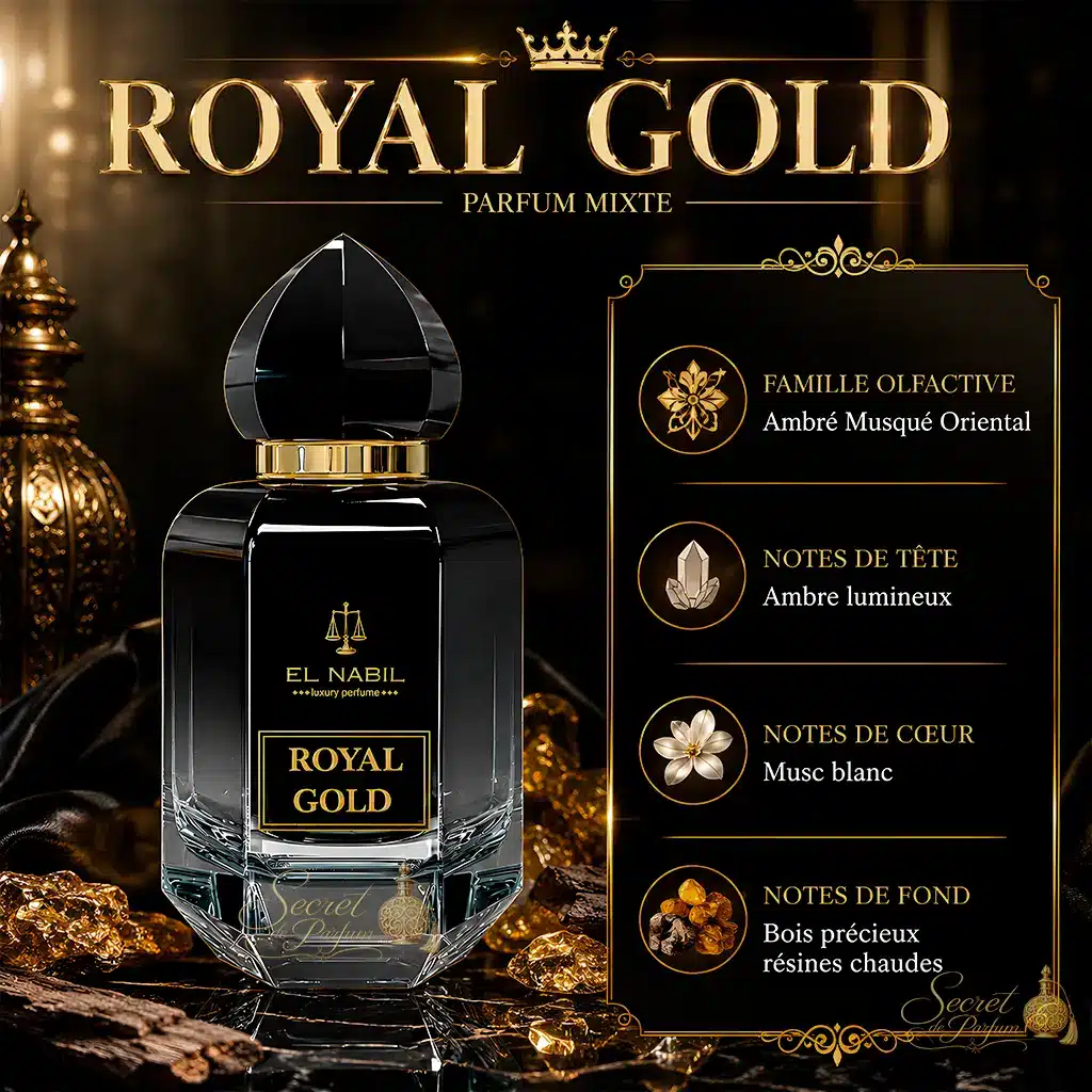 Musc Royal Gold – Eau de Parfum Mixte 65 ml | El Nabil 2 Famille olfactive et notes du parfum Royal Gold El Nabil.