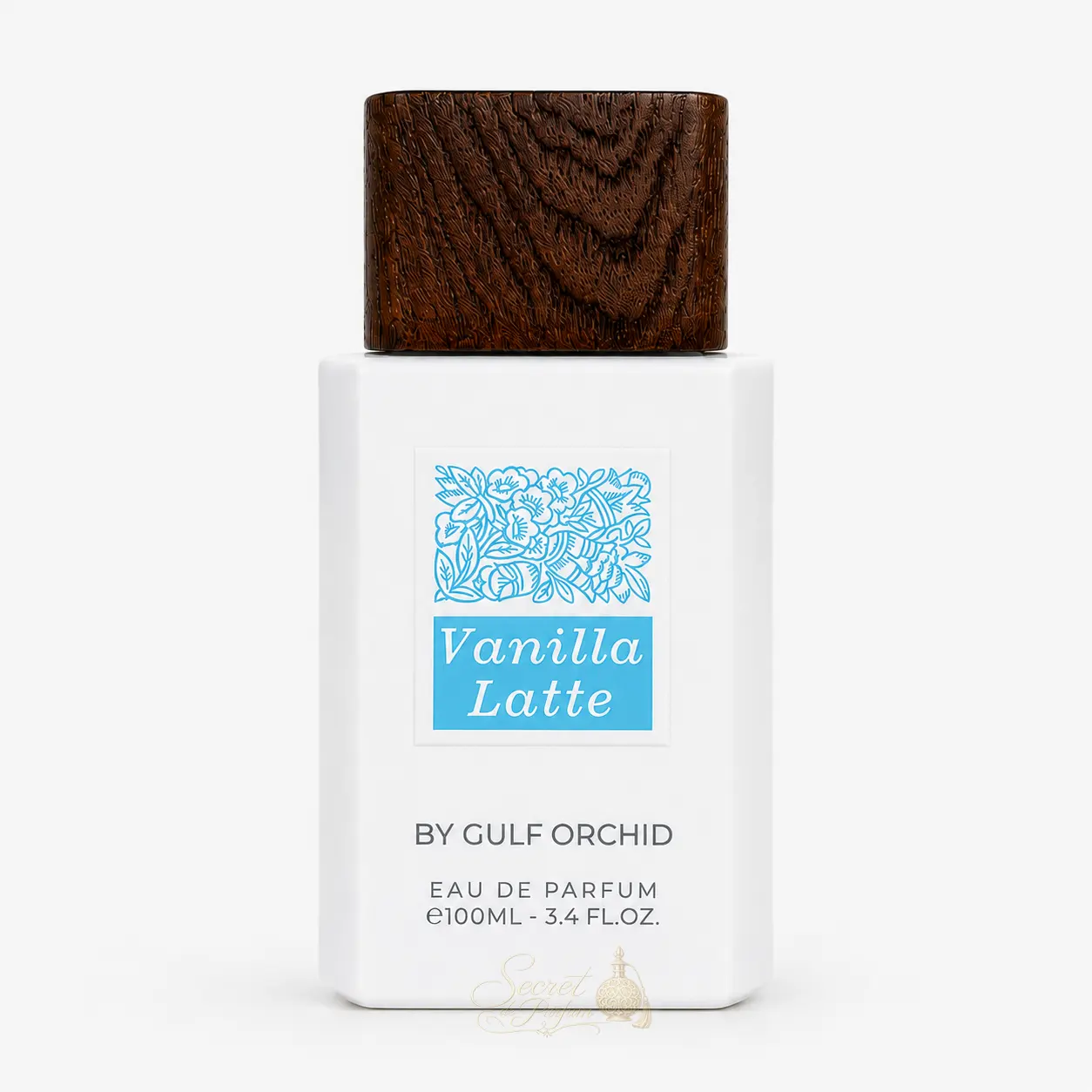Vanilla Latte – Gulf Orchid | Parfum gourmand vanille latte 100 ml 1 Flacon Vanilla Latte de Gulf Orchid photographié sur fond blanc, parfum gourmand vanillé aux notes de caramel, beurre, miel, fève tonka et musc.