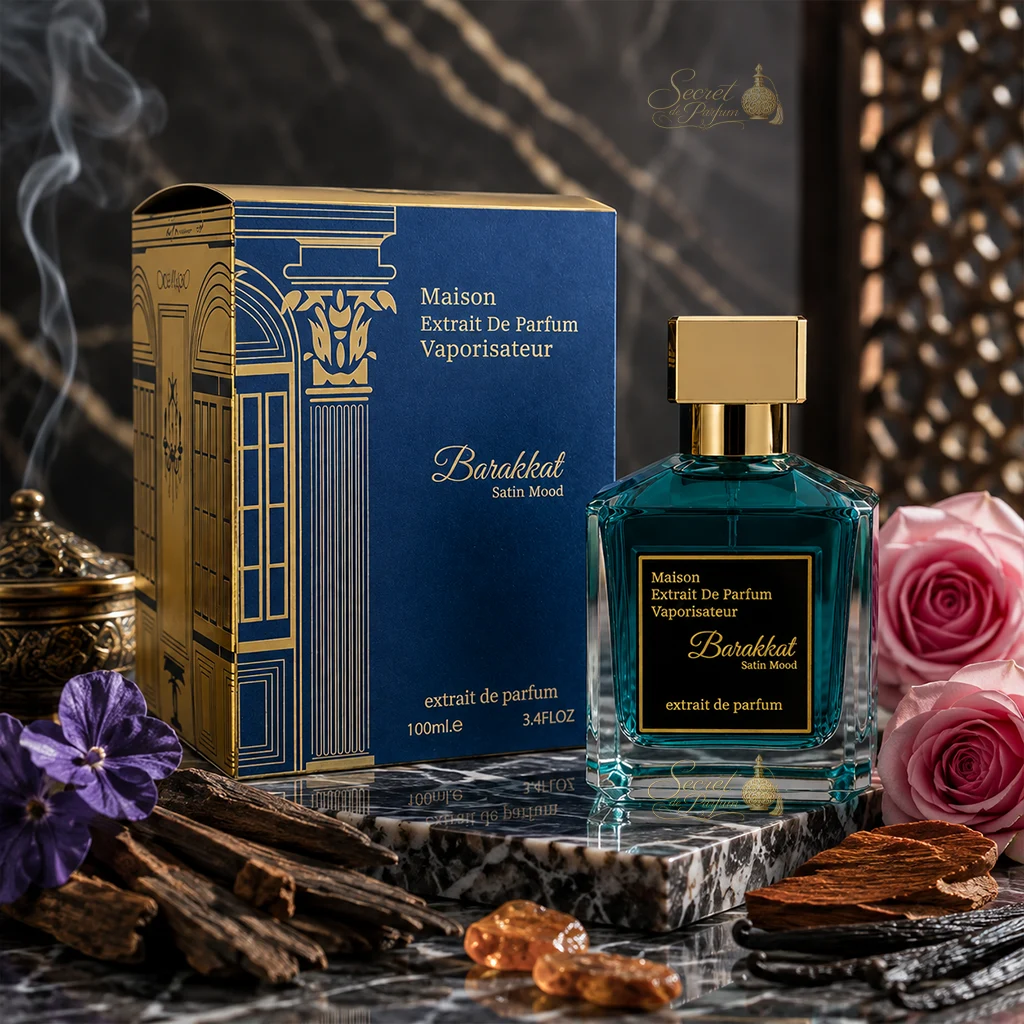 Barakkat Satin Mood – Extrait de Parfum Mixte 100 ml 3 Barakkat Satin Mood 100 ml Fragrance World avec boîte