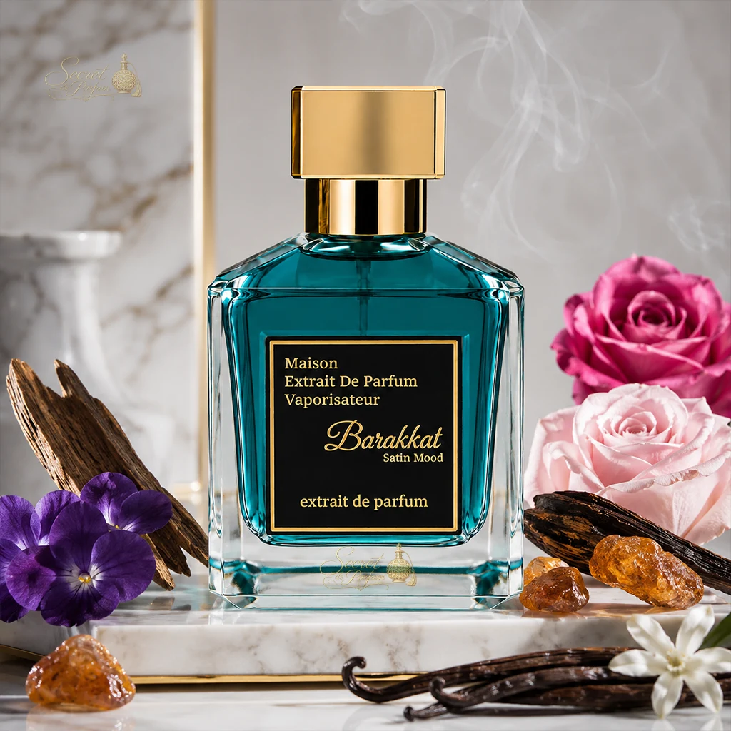 Barakkat Satin Mood – Extrait de Parfum Mixte 100 ml 4 Barakkat Satin Mood parfum oriental boisé à la rose oud ambre et vanille