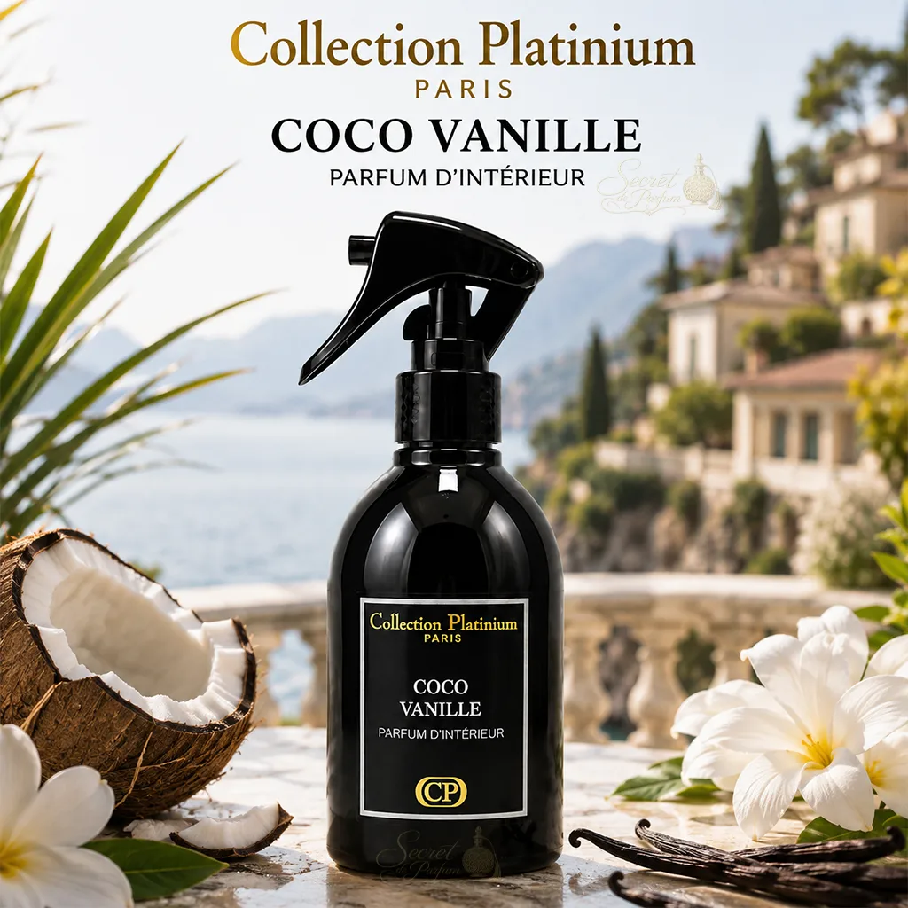 Coco Vanille Collection Platinium – Parfum d’Intérieur Gourmand 2 Spray parfum d’intérieur Coco Vanille Collection Platinium aux senteurs de noix de coco et vanille