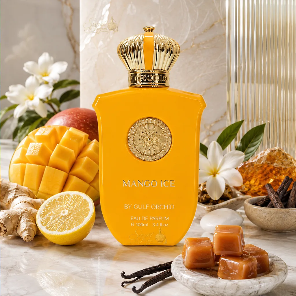Mango Ice Gulf Orchid – Eau de Parfum Mixte Fruité Gourmand 100 ml 6 Mango Ice Gulf Orchid parfum mixte à la mangue, citron, gingembre, vanille et caramel