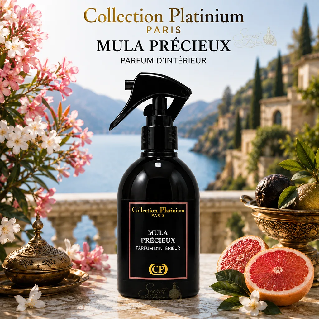 Mula Précieux Collection Platinium – Parfum d’Intérieur 2 Parfum d’intérieur Monoï Sucré Collection Platinium Paris en spray 250 ml