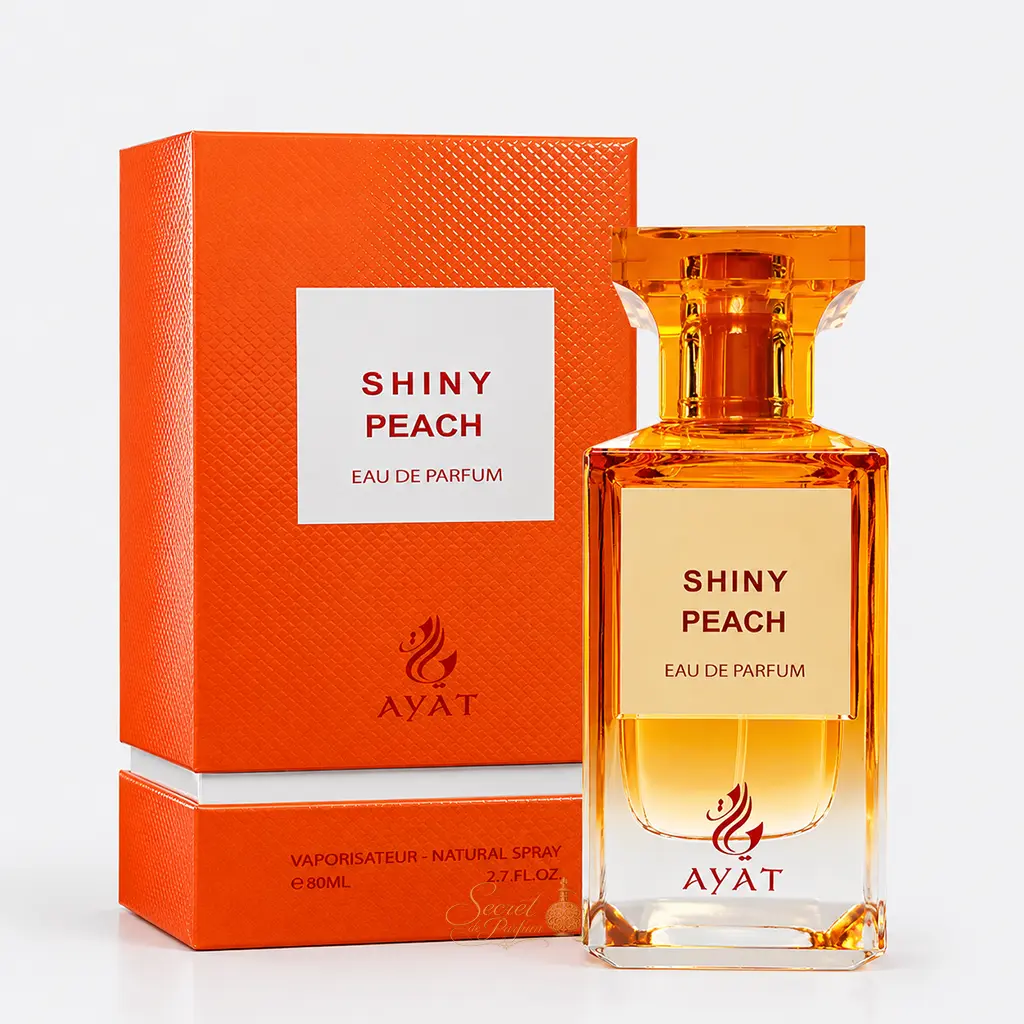 Shiny Peach Ayat – Eau de Parfum 80 ml 5 Shiny Peach Ayat Eau de Parfum 80 ml avec flacon et boîte