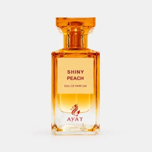 Flacon Shiny Peach Ayat Eau de Parfum 80 ml sur fond blanc